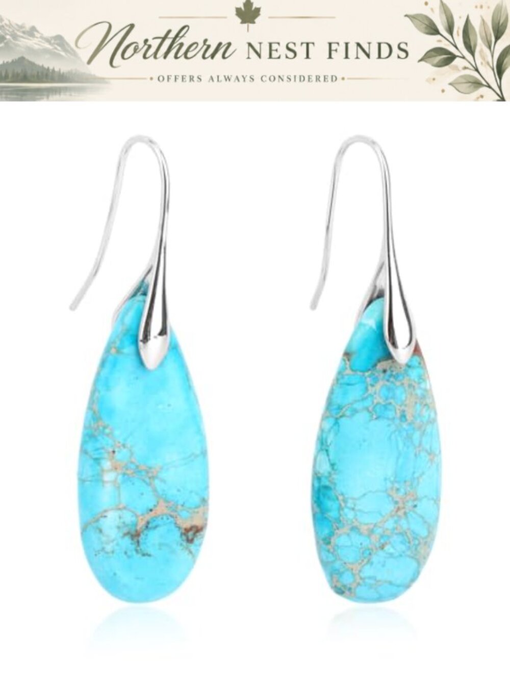 Natural Stone Dangle Drop Earrings Teardrop Statement Jewelry